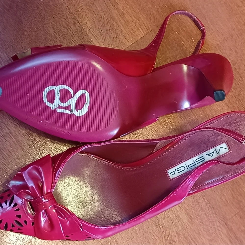 Via Spiga Rose/Hot Pink 90s Slingbacks NEW without box - Picture 3 of 4
